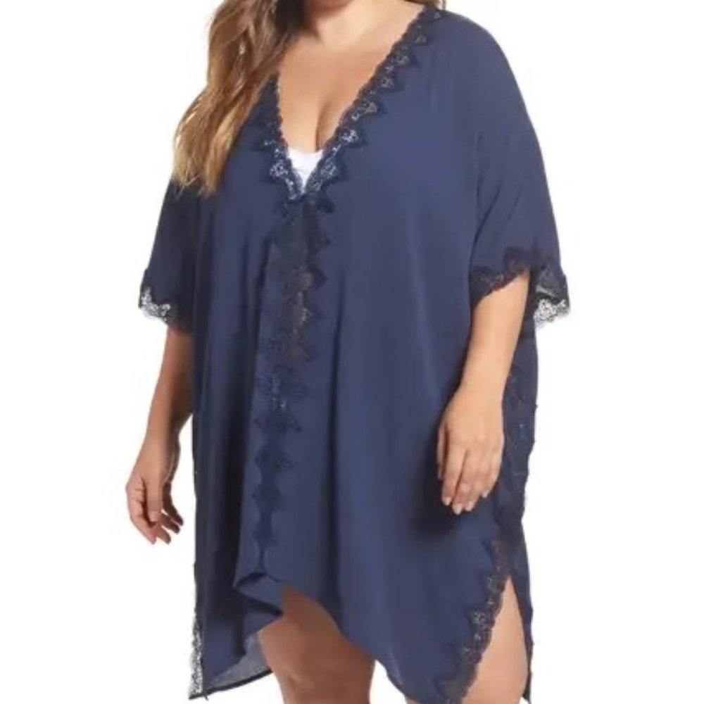 CHELSEA28  Gauze Poncho in Navy Indigo